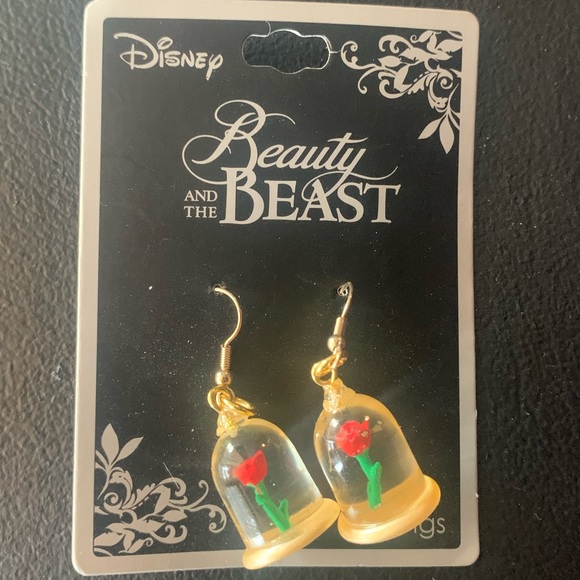 BNWT | Disneys Beauty and The Beast Rose in Glass Dangle Earrings from Hot Topic - Picture 2 of 3